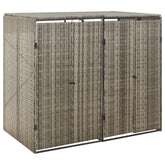 Double Wheelie Bin Shed Gray 55.1x31.5x46.1 Poly Rattan