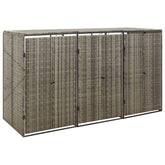 Triple Wheelie Bin Shed Gray 81.5x31.5x46.1 Poly Rattan