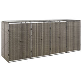 Quadruple Wheelie Bin Shed Gray 107.9x31.5x46.1 Poly Rattan