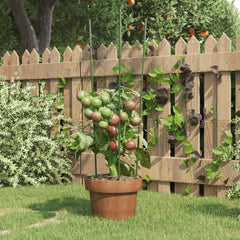 Green steel garden plant supports with three rings, 23.6 inches tall, for plant stability.