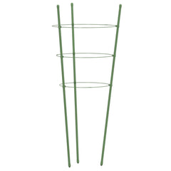Green steel garden plant supports, 29.5 inches tall, designed for climbing plants, 5 pack.