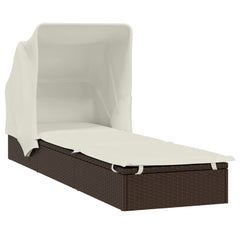 Sunbed Brown PE Rattan, Powder-Coated Steel 83.9x24.8x38.2 in