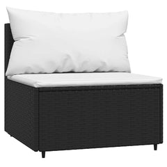 Patio Middle Sofa Black with white cushions PE rattan Standard