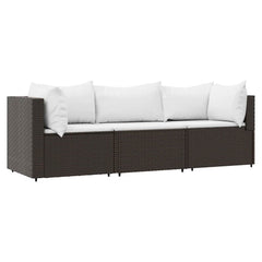 Patio Lounge Set Brown with cream white cushions