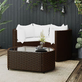 Patio Lounge Set Set of 4 Brown PE Rattan 4 Piece Set