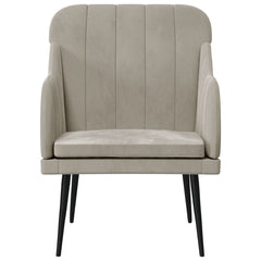 Armchair Light grey Velvet (100% polyester), metal, plywood Medium