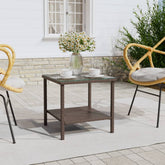 Side Table Brown Poly Rattan Small Durable Side Table Square