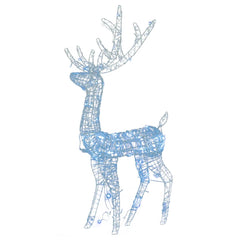 Reindeer Christmas Decoration Set of 2 Cool White Acrylic Large