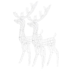 Reindeer Christmas Decoration Set of 2 Cool White Acrylic Large