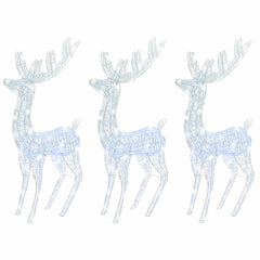 Christmas Reindeer Set of 3 Cold White Acrylic XXL