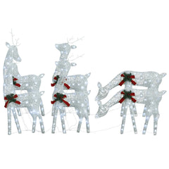 Christmas Reindeer Set of 6 White Fabric