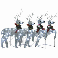 Christmas Reindeer Set of 4 Silver Mesh, Metal Medium