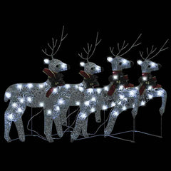 Christmas Reindeer Set of 4 Silver Mesh, Metal Medium