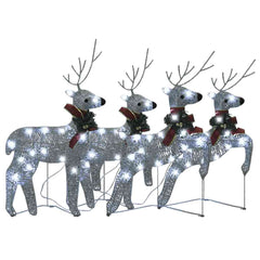 Christmas Reindeer Set of 4 Silver Mesh, Metal Medium
