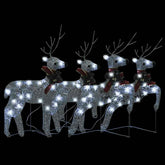 Christmas Reindeer Set of 4 Silver Mesh, Metal Medium