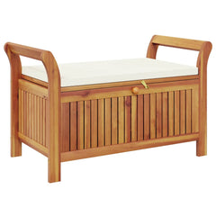 Garden Storage Bench Cream White, Natural Wood