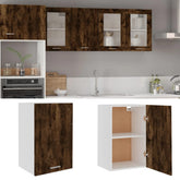 Hanging Cabinet Smoked oak Engineered wood, glass 15.6x12.2x23.6 in