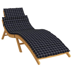 Black check outdoor sun lounger cushion made of durable, water-resistant Oxford fabric.