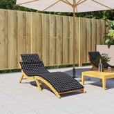 Black check outdoor sun lounger cushion made of water-resistant Oxford fabric.