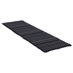 Black check Oxford fabric sun lounger cushion with foam filling and non-slip straps.