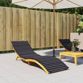 Black check Oxford fabric sun lounger cushion with foam filling and non-slip straps.
