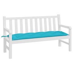 Turquoise garden bench cushion made of water-resistant Oxford fabric, 59.1 inches long.