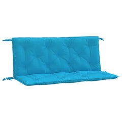 Light blue Oxford fabric garden bench cushions in a 2-piece set with non-slip ropes.