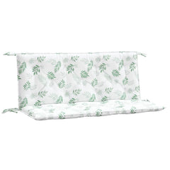 Leaf pattern outdoor bench cushions with ties, 47.2 inches, in vibrant green and cream colors.