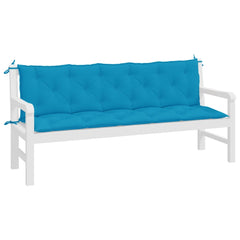 Light blue outdoor bench cushions made of durable Oxford fabric in a 2-pack.