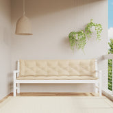 Beige garden bench cushions made of durable Oxford fabric with soft hollow fiber filling.