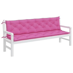 Pink outdoor bench cushions set of two, 78.7 inches, made from durable water-repellent fabric.