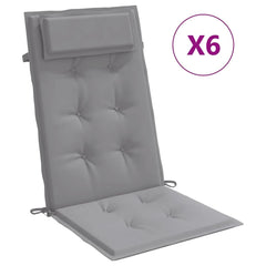 Highback Chair Cushion Set of 6 Grey Oxford fabric (100% polyester)