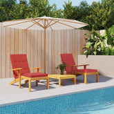 Red Oxford fabric deck chair cushions in a 2-pack, suitable for outdoor or indoor use.