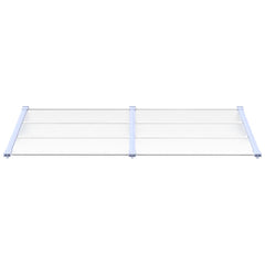 Gray and transparent polycarbonate door canopy measuring 78.3 x 35.4 inches.