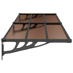Black polycarbonate door canopy, 94.1x35.4 inches, with sturdy frame.