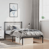 Bed Frame Black Steel 39.4 x 78.7 in Bed Frame Rectangular