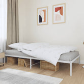 Bed Frame White Powder-Coated Steel Twin Bed Frame Rectangular