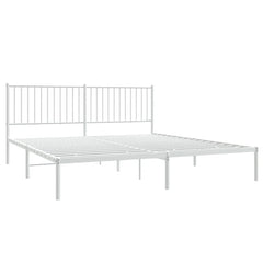 Bed Frame White Powder-Coated Steel Double Bed Frame