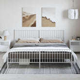 Bed Frame White Powder-Coated Steel 76 x 80 in Bed Frame