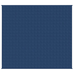 Blue Bostome weighted blanket, 86.6x90.6 inches, 24.3 pounds, with quilted pockets.