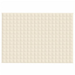 Light cream Bostome weighted blanket, 22 lb, 55x79 inches, with quilted pattern.