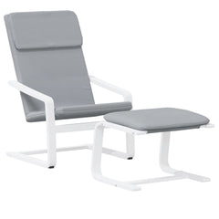 Relaxing Chair With Footstool Light Gray and White