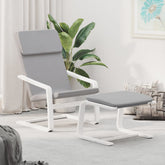 Relaxing Chair With Footstool Light Gray and White