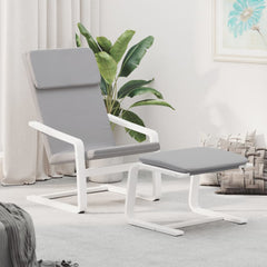 Relaxing Chair With Footstool Light Gray and White