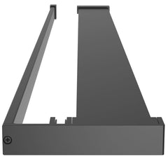 Black aluminum shower shelf with 39.4-inch rail and wall connectors for walk-in showers.