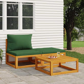 Garden Lounge Set Green and Brown Solid Acacia wood and Polyester