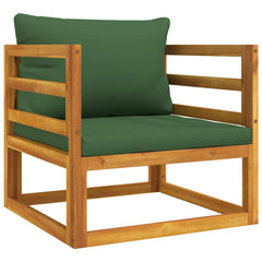 Garden Chair Acacia wood with green cushions