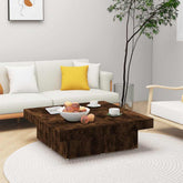 Coffee Table Smoked Oak Engineered Wood 35.4 x 35.4 x 11.0 in