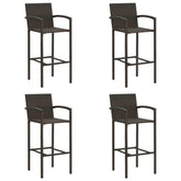 Bar Stool Set of 4 Brown Synthetic rattan, powder-coated steel