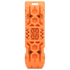 Orange reinforced nylon traction boards, 42.1x12.2x2.8in, 2-pack with handles and grip patterns.